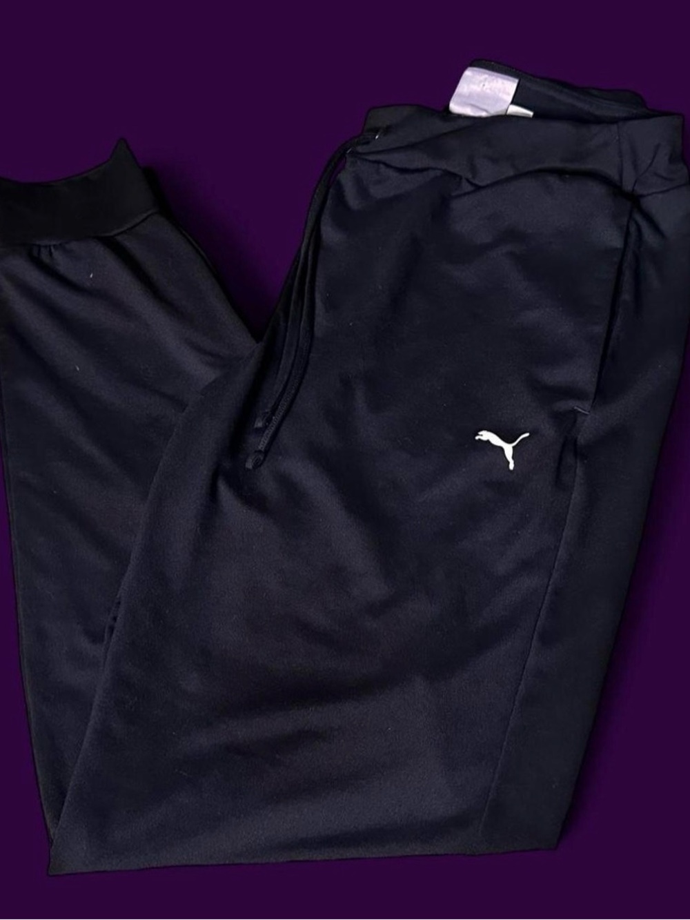 Puma Black Jogger Track Pants with White Logo
